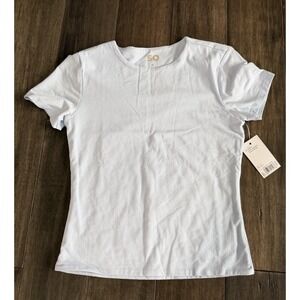 SO Light Blue Short Sleeve T-Shirt Women's Small Stretch‎ Thick Double layered
